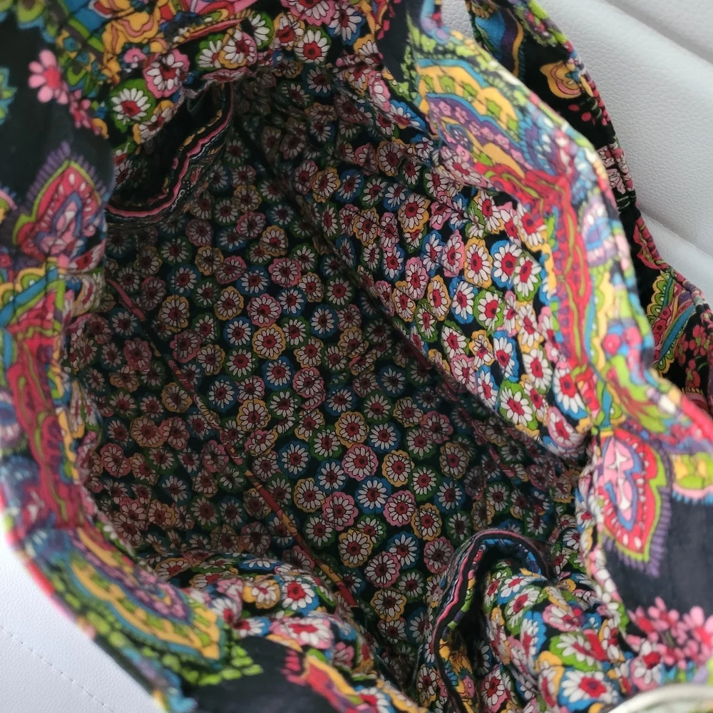 Vera Bradley Black Multicolor Floral Quilted Hobo Bag
